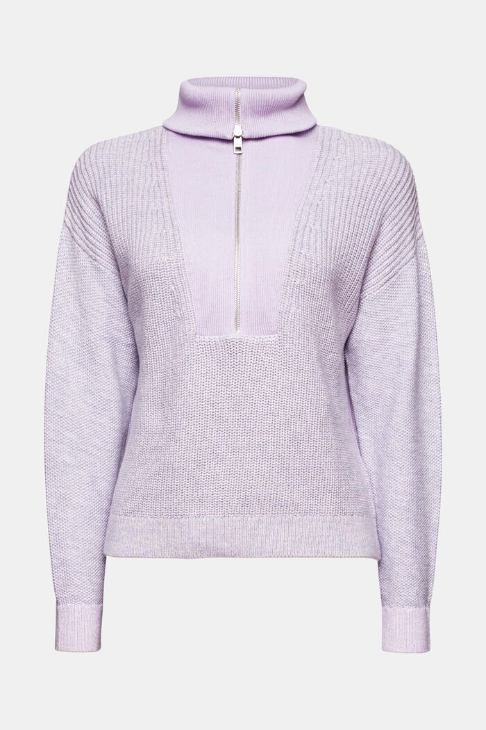 Textured Troyer Sweater, LAVENDER, detail image number 6
