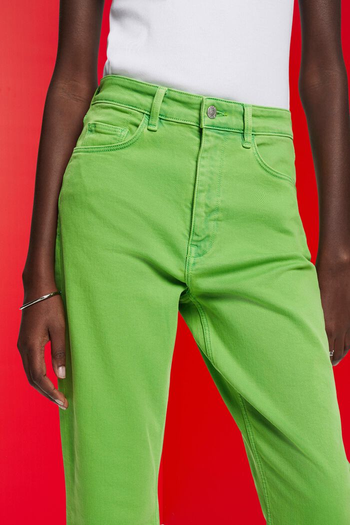 Cropped frayed hem trousers, GREEN, detail image number 2