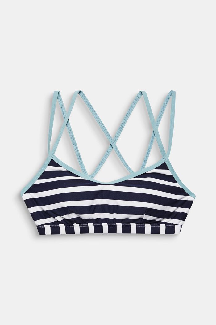 Padded crop top with stripes, NAVY, detail image number 0