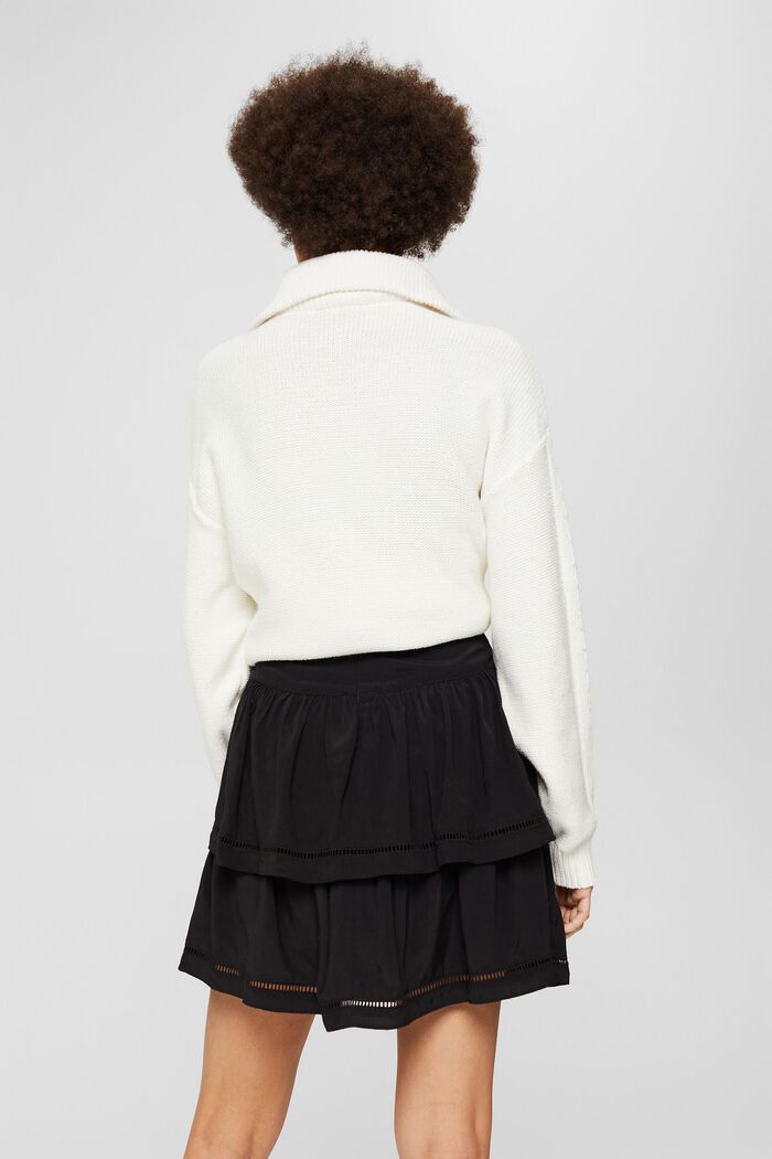 Short flounce skirt, LENZING™ ECOVERO™, BLACK, detail image number 3