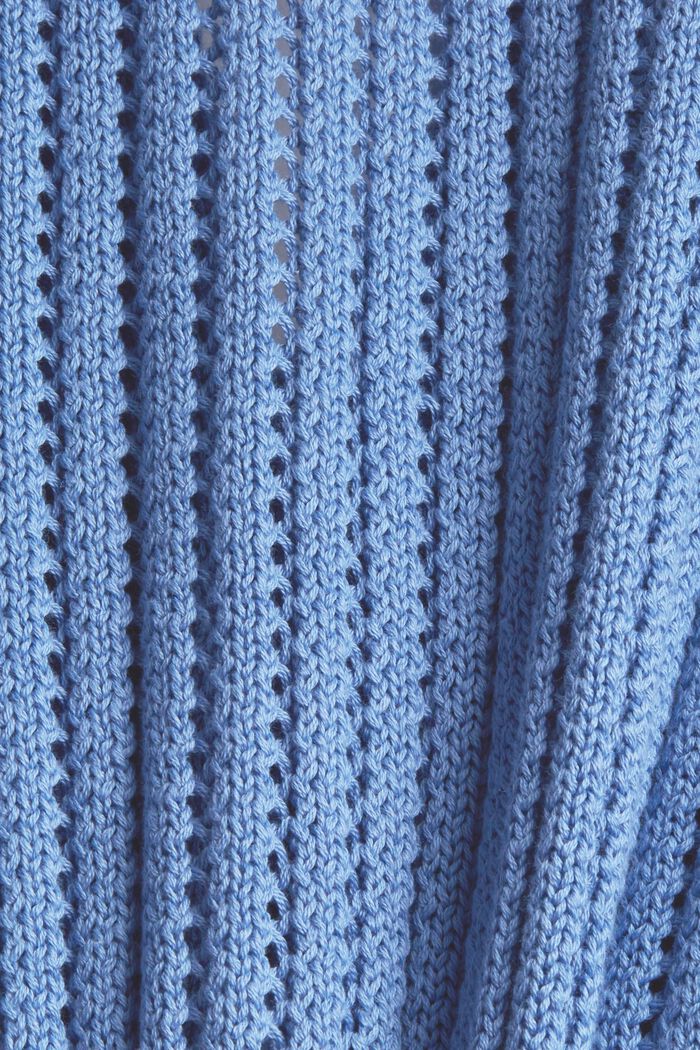 Openwork knit cardigan, organic cotton, LIGHT BLUE LAVENDER, detail image number 4
