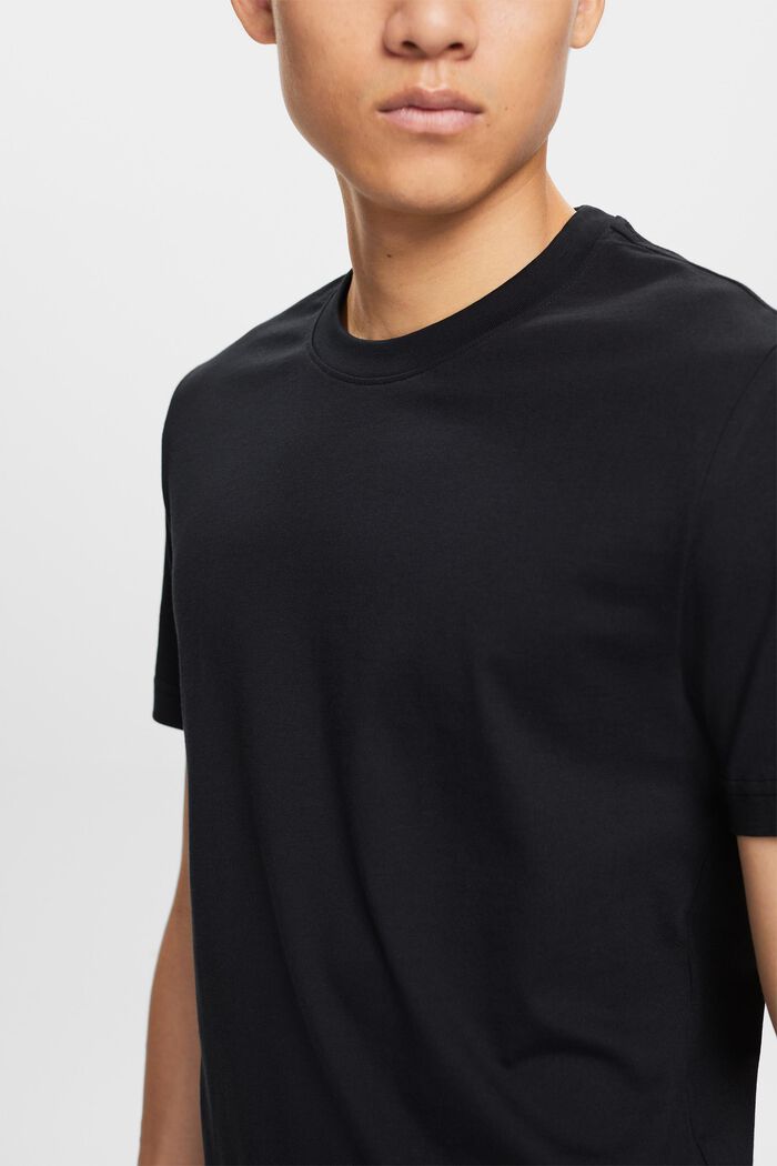 Pima Cotton-Jersey Crewneck T-Shirt, BLACK, detail image number 2