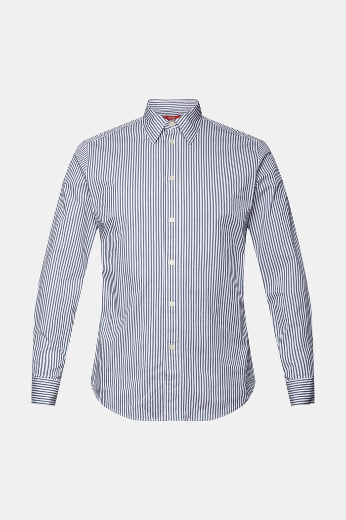 Striped Cotton Poplin Shirt, GREY BLUE, detail image number 6