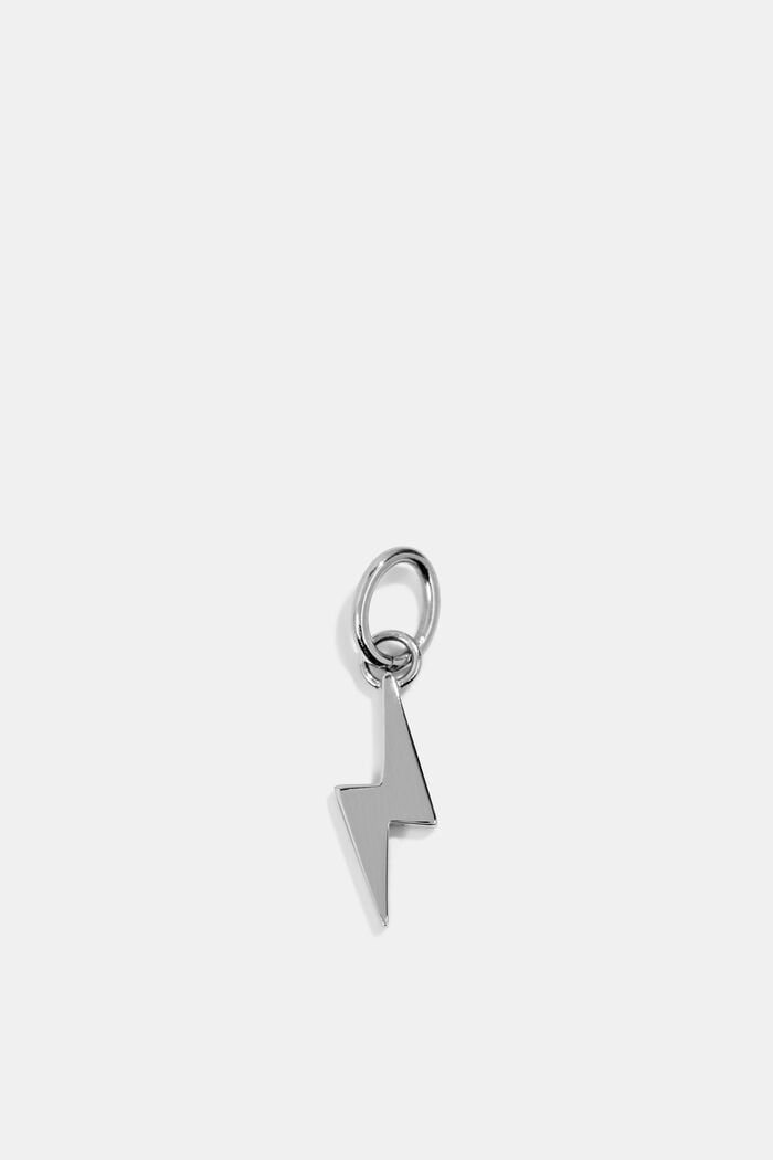 Stainless steel lightening bolt pendant, SILVER, detail image number 2