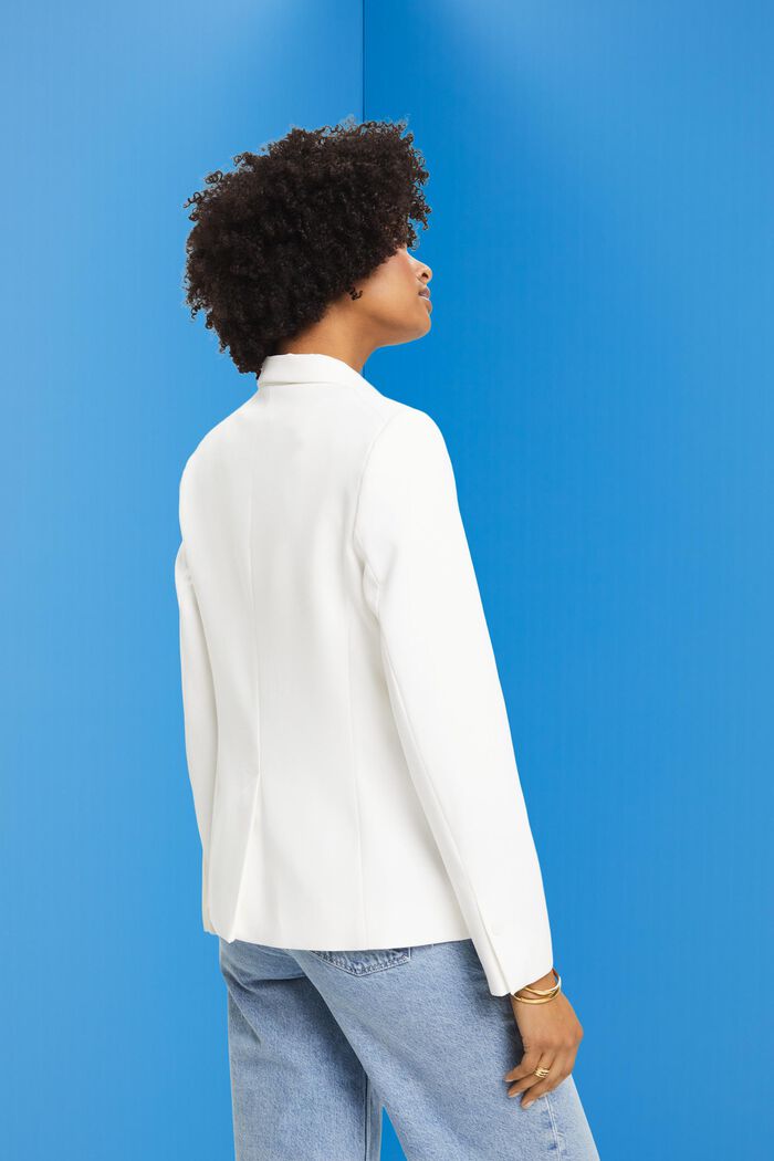 Single-breasted twill blazer, WHITE, detail image number 3