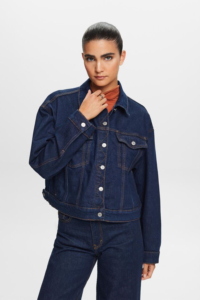 Premium jeans trucker jacket, BLUE RINSE, detail image number 1