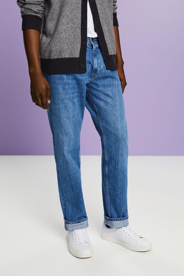 Mid-Rise Straight Jeans, BLUE LIGHT WASHED, detail image number 0