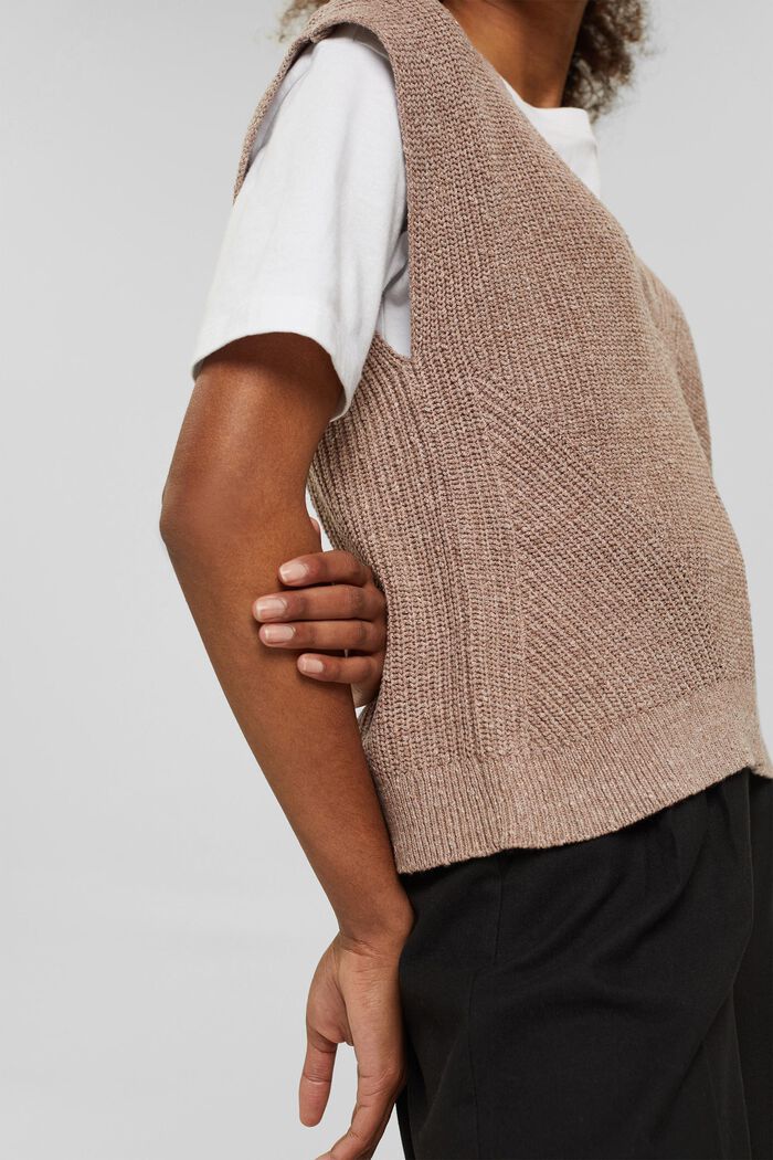 Cotton blend sleeveless jumper, TAUPE, detail image number 2