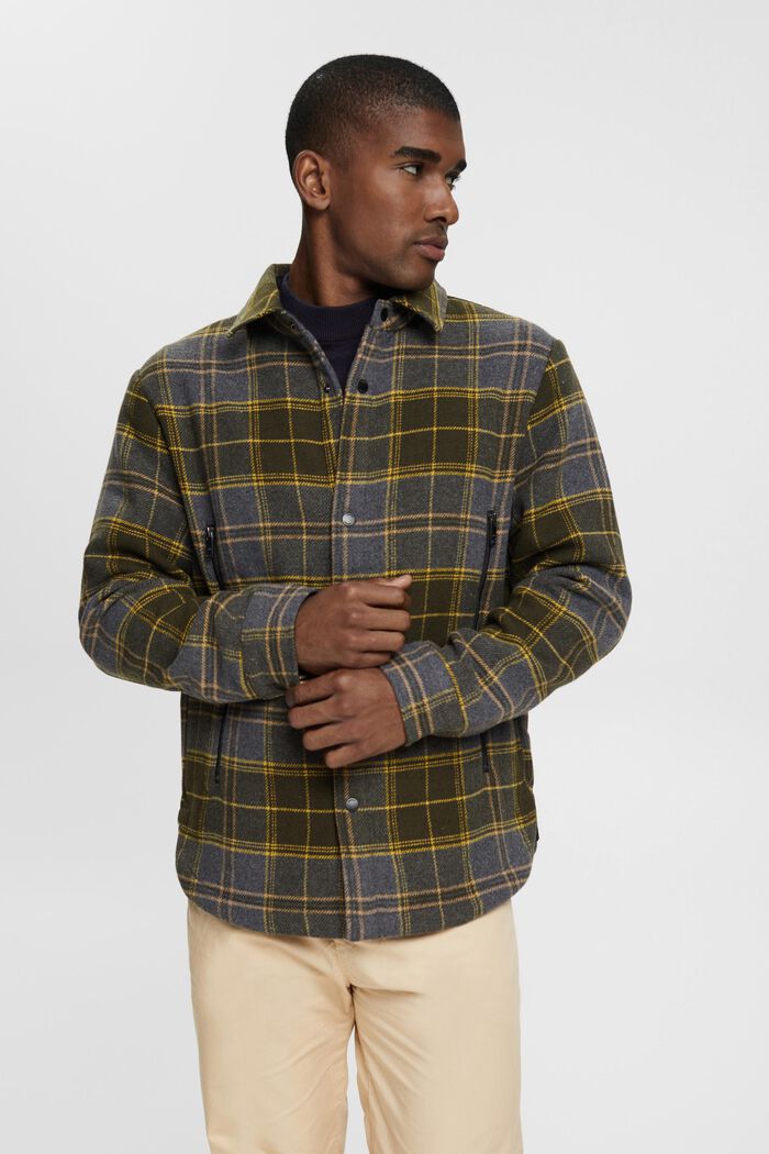 Checked wool blend shacket