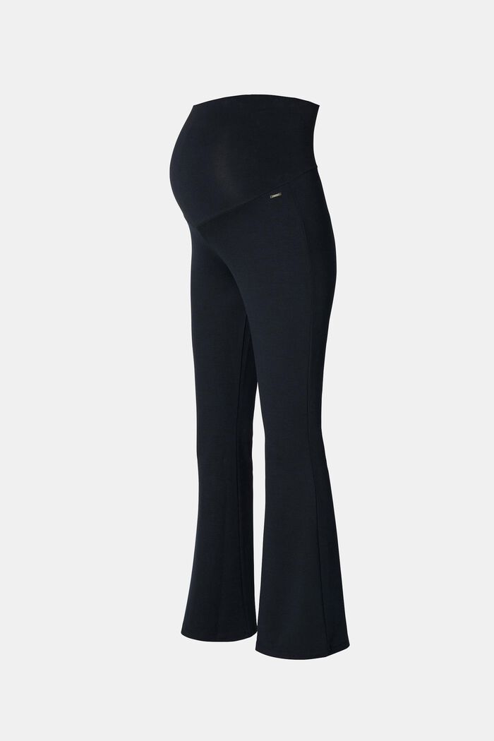 Jersey flares with over-bump waistband, BLACK, overview