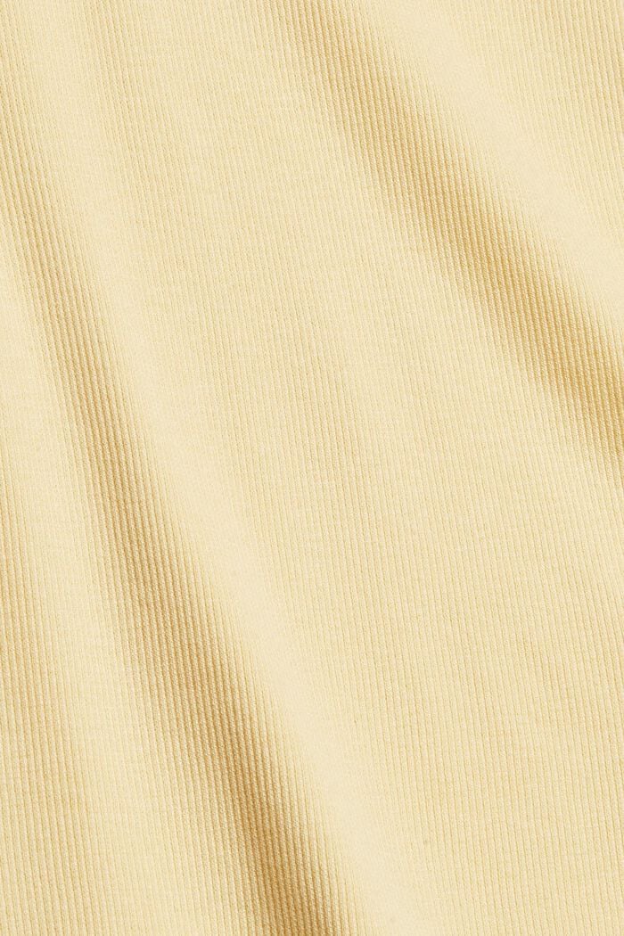 Ribbed long sleeve top in blended organic cotton, PASTEL YELLOW, detail image number 4