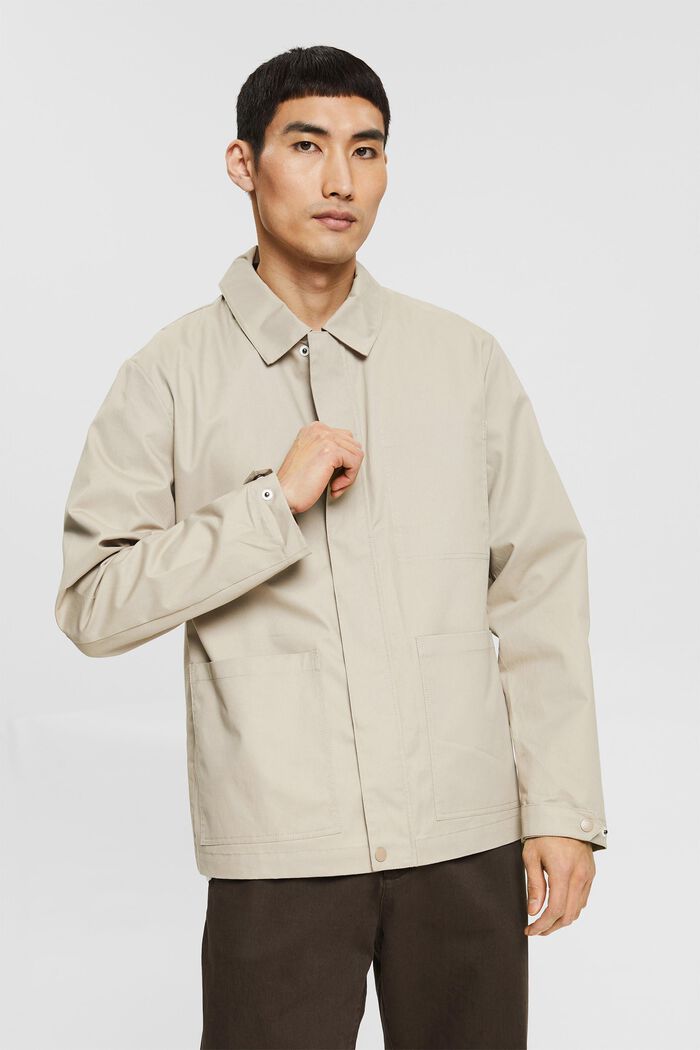 Made of recycled material: thin jacket with a turn-down collar, LIGHT BEIGE, detail image number 0