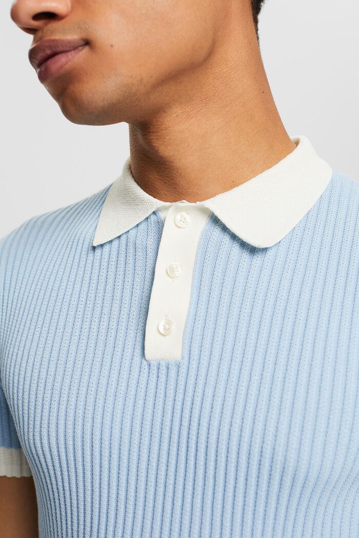 Rib-Knit Polo Shirt, PASTEL BLUE, detail image number 3
