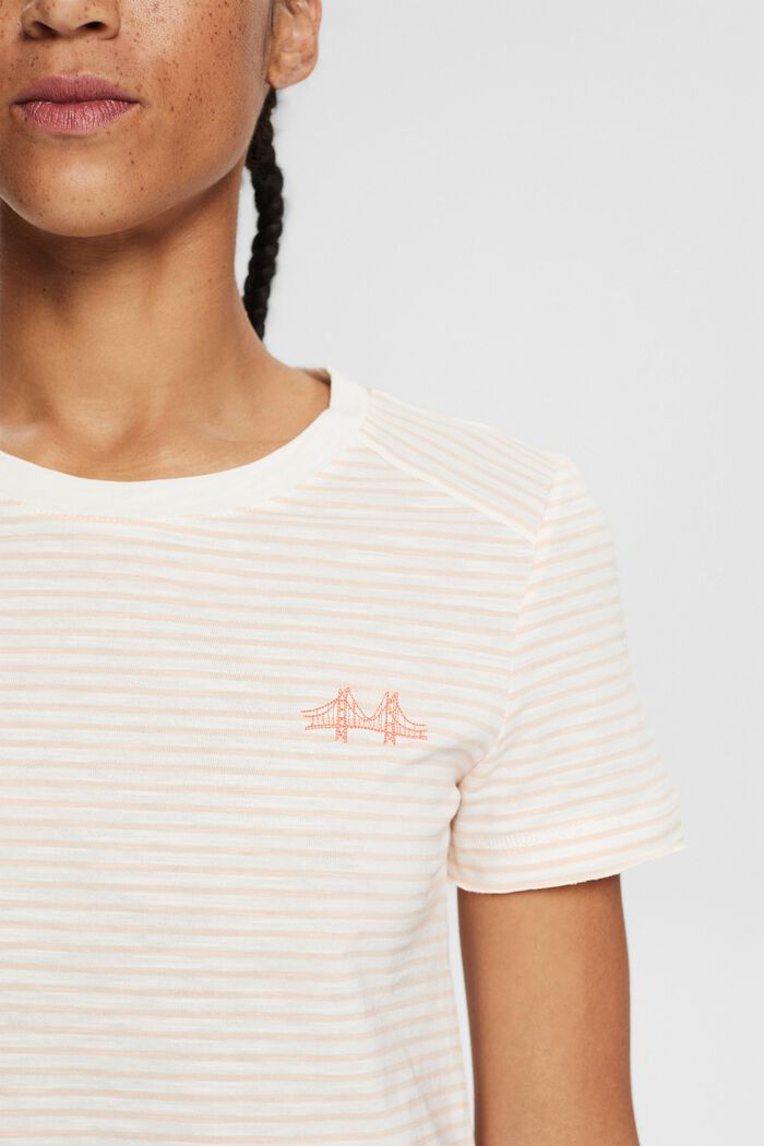 Striped T-shirt with embroidered motif, NUDE, detail image number 2