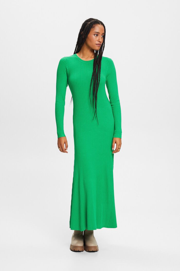 Rib-Knit Maxi Dress, GREEN, detail image number 0