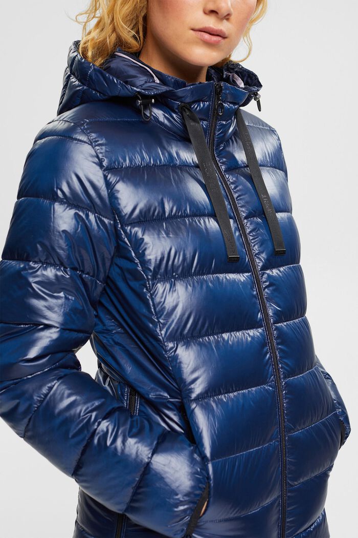 Quilted jacket with detachable hood, NAVY, detail image number 0