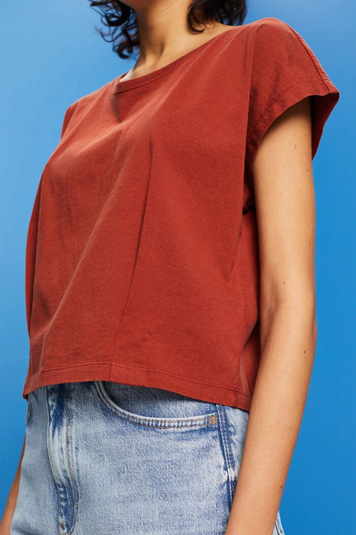 Cropped t-shirt with pleats, TERRACOTTA, detail image number 2