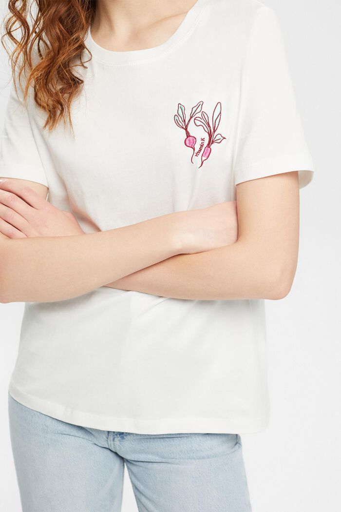 T-shirt with embroidered motif, OFF WHITE, detail image number 3