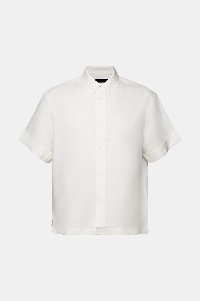 Short-sleeved shirt, linen blend, WHITE, detail image number 5