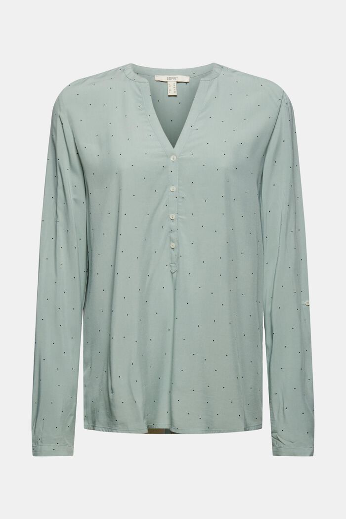 Henley blouse made of LENZING™ ECOVERO™, DUSTY GREEN, detail image number 0