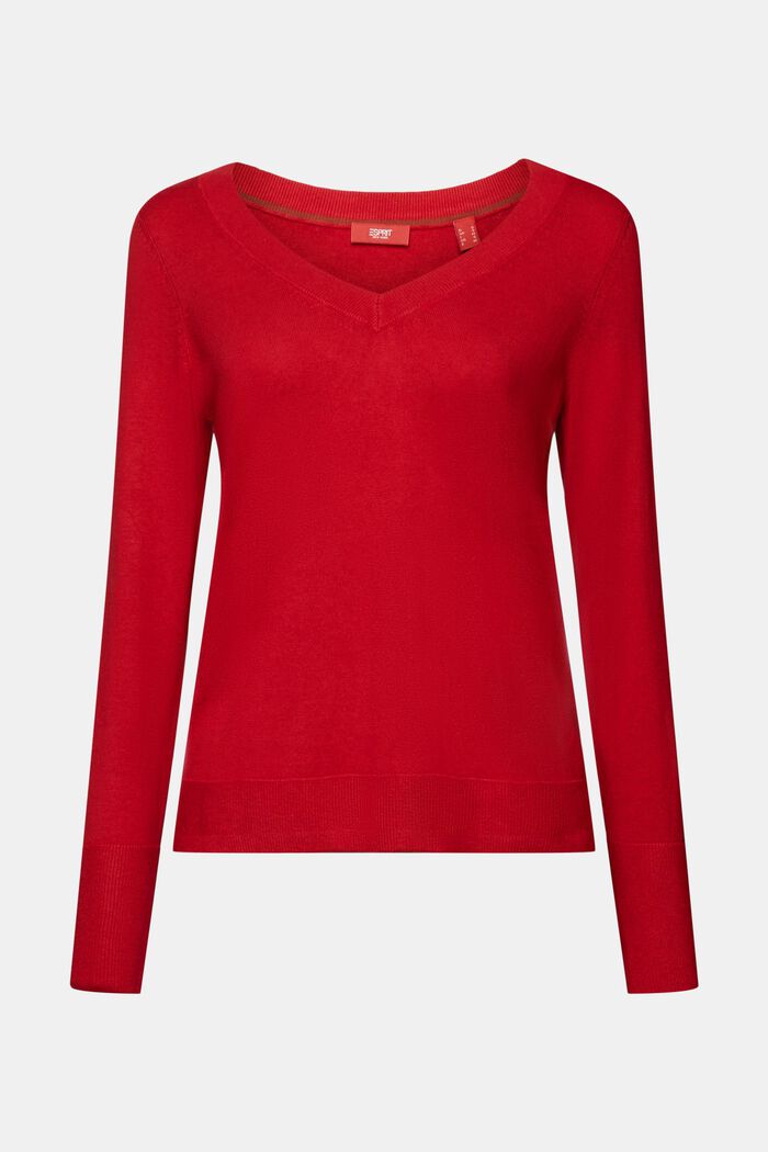 V-Neck Sweater, DARK RED, detail image number 6