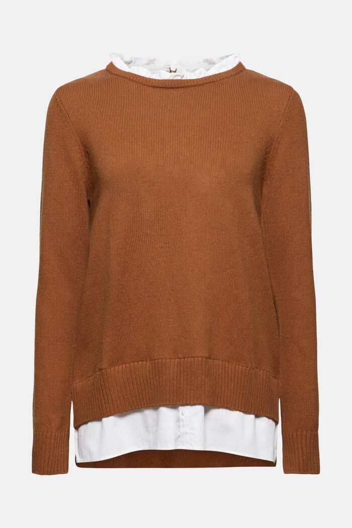 Wool blend: layered-effect jumper, TOFFEE, detail image number 8