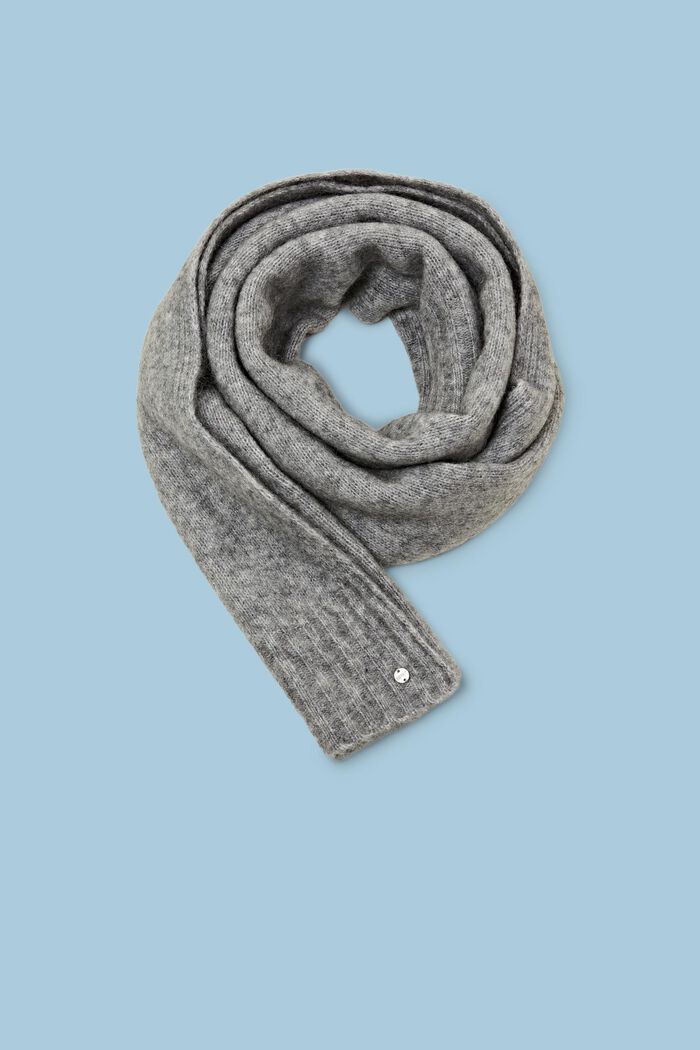 Mohair-Wool Blend Scarf, GREY, detail image number 0