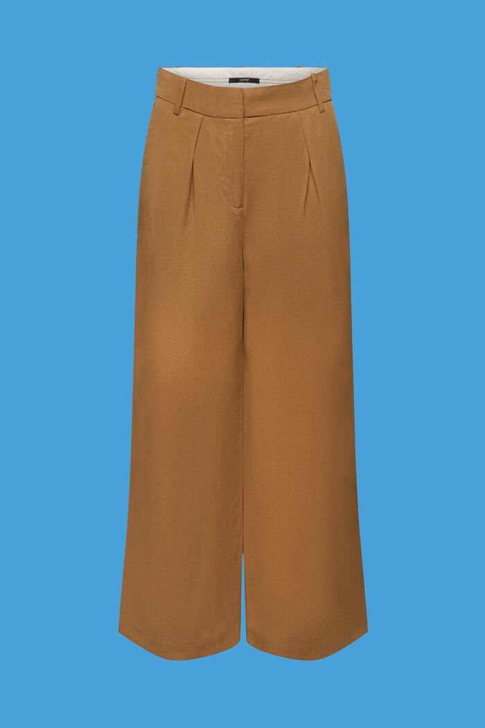 High-rise cropped wide leg trousers with linen, PALE KHAKI, detail image number 5