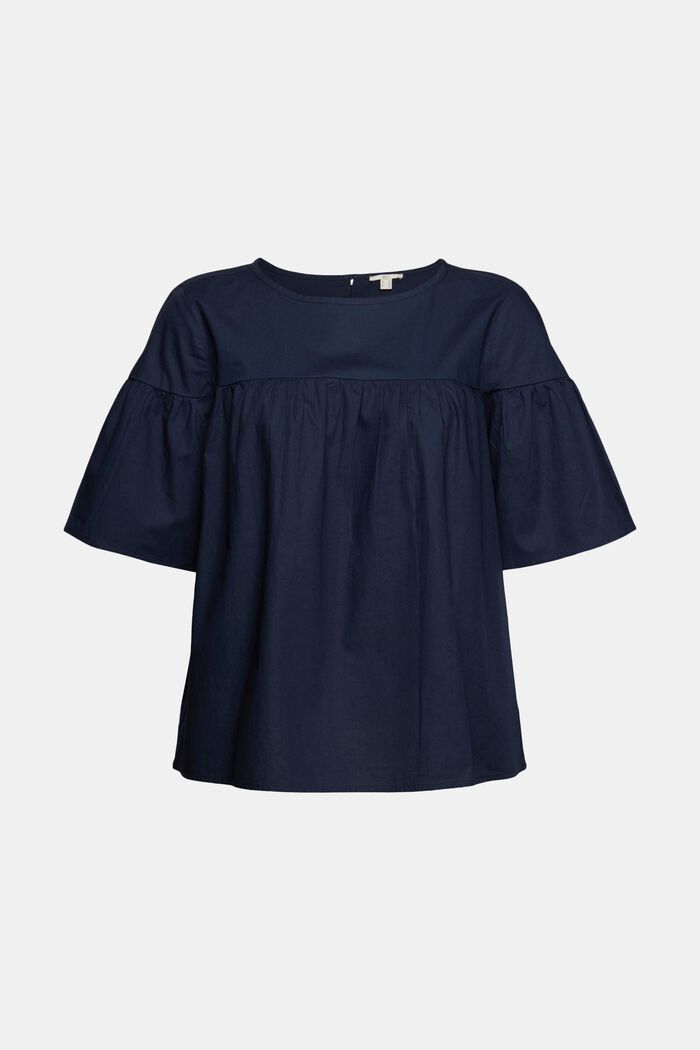 Blouse with short sleeves, organic cotton, NAVY, detail image number 5
