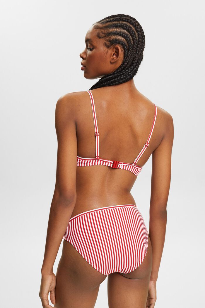 Striped Padded Underwired Bikini Top, DARK RED, detail image number 3