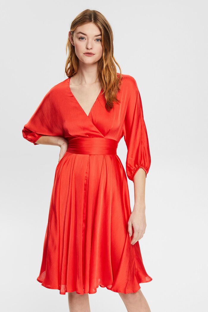 Satin dress, RED, detail image number 0