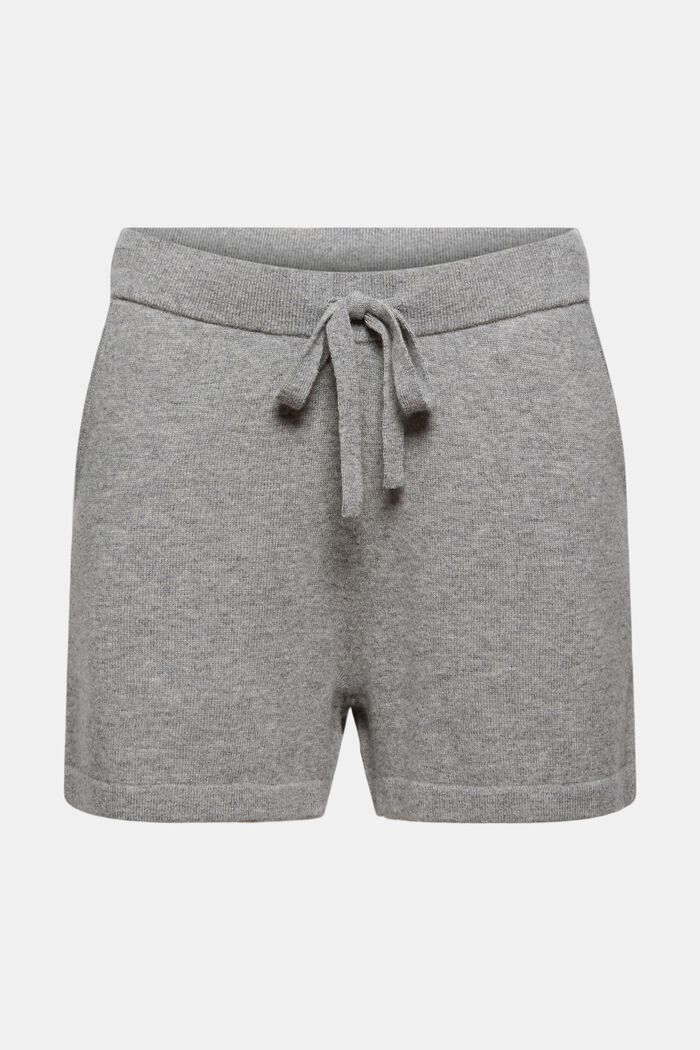 Cashmere blend: knitted shorts, MEDIUM GREY, overview