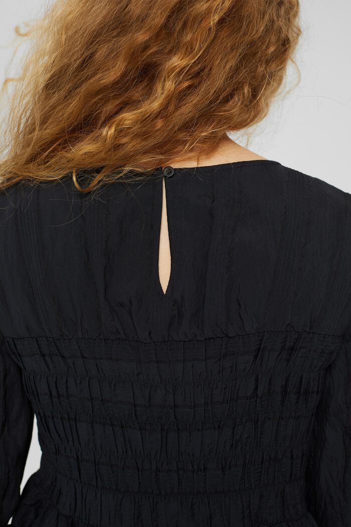 Blouse with gathers, LENZING™ ECOVERO™, BLACK, detail image number 2