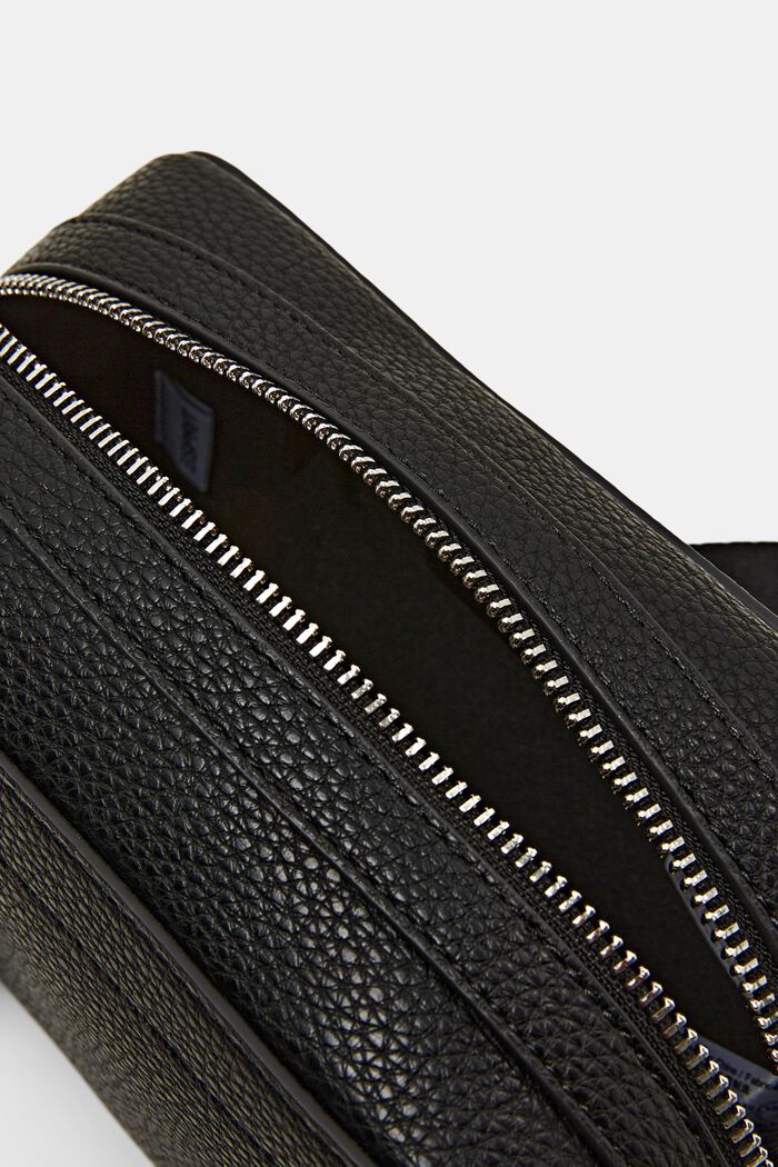 Faux Leather Shoulder Bag, BLACK, detail image number 3