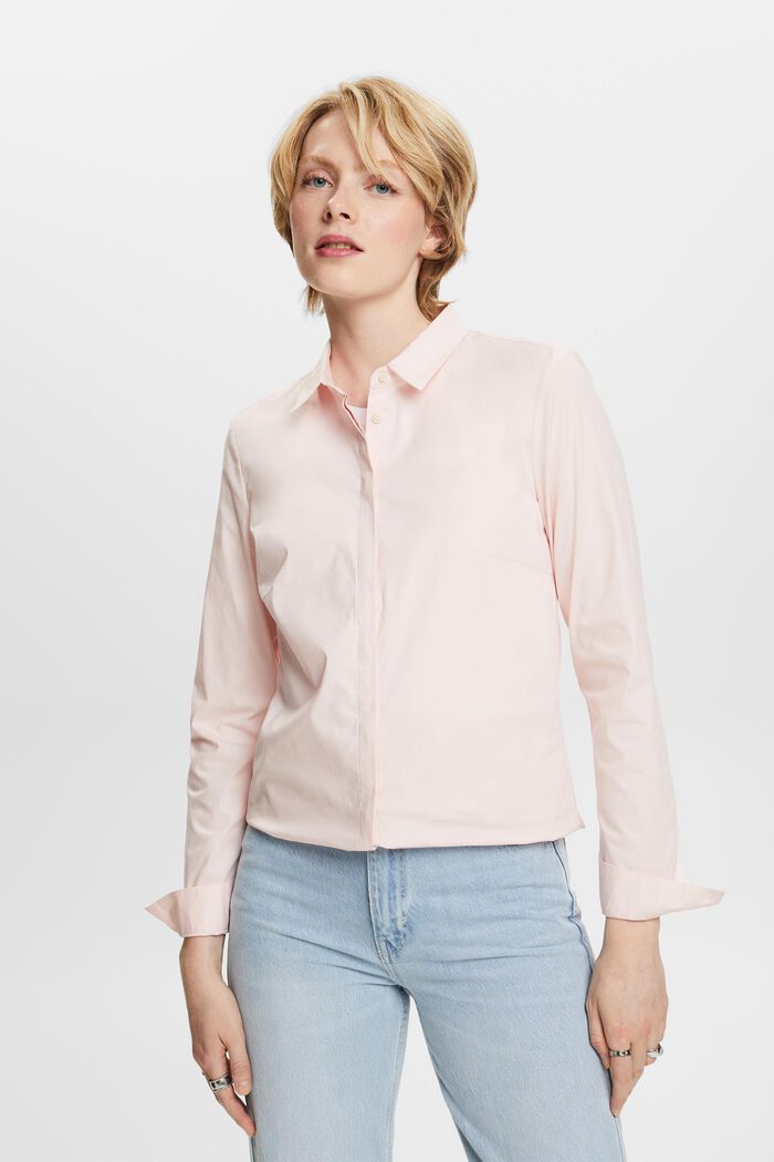 Long-Sleeve Poplin Shirt, LIGHT PINK, detail image number 1