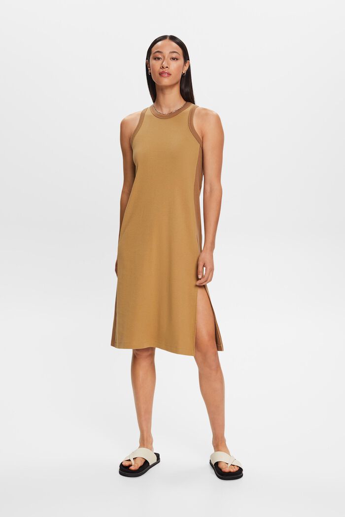 Ribbed jersey midi dress, stretch cotton, TOFFEE, detail image number 4