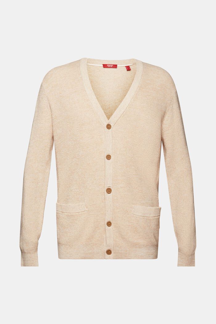 V-neck cardigan, 100% cotton, LIGHT BEIGE, detail image number 5