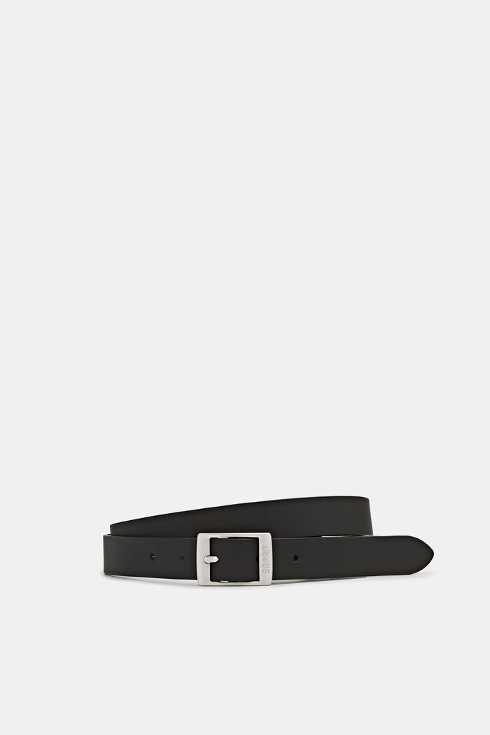 Elegant belt in a basic look made of leather, BLACK, detail image number 0