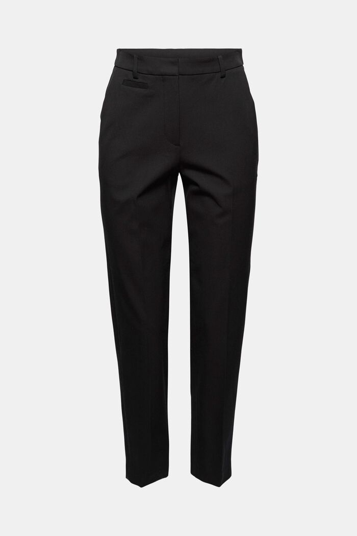 Cotton-blend stretch trousers, BLACK, detail image number 0