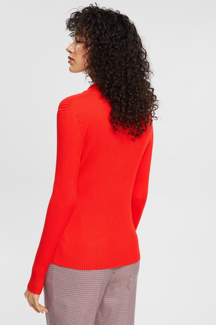 Rib-knit jumper with turn-down collar, RED, detail image number 3