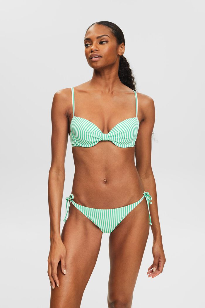 Striped Padded Bikini Top, GREEN, detail image number 0