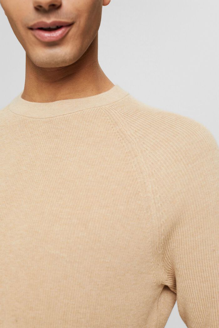 Knitted jumper made of 100% organic cotton, SAND, detail image number 2
