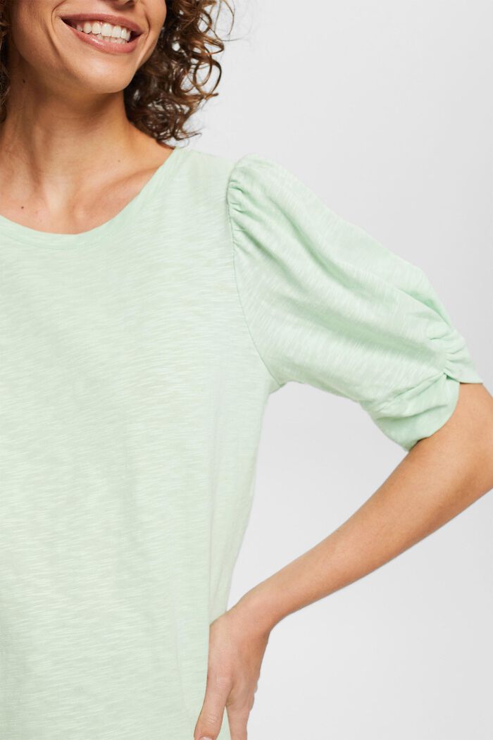 T-shirt with gathered shoulders, PASTEL GREEN, detail image number 2