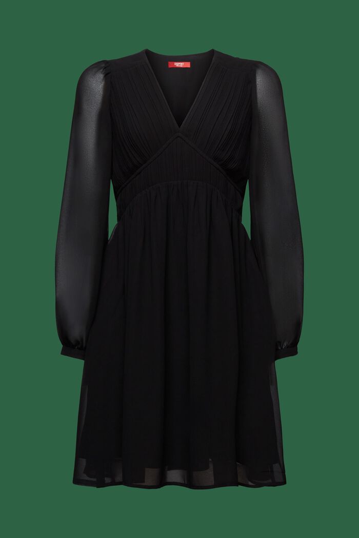 Chiffon V-Neck Mini Dress, BLACK, detail image number 5
