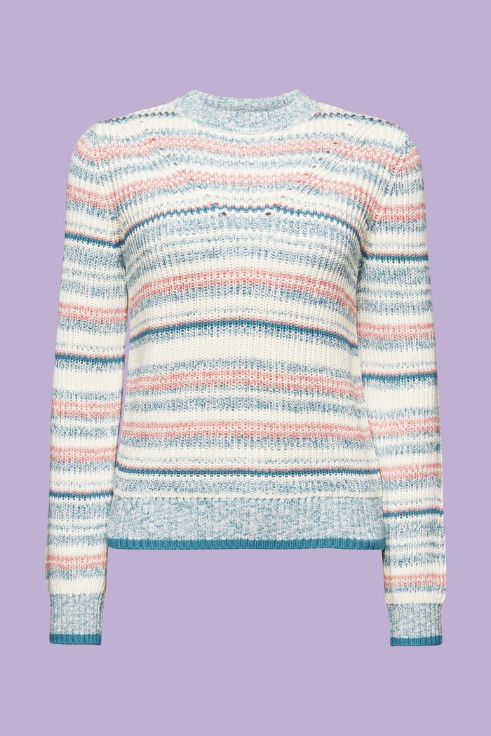 Striped Crewneck Sweater, DARK TURQUOISE, detail image number 6