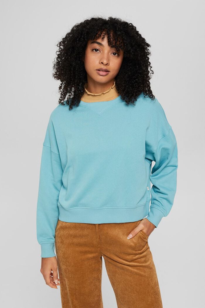 Sweatshirt with dropped shoulders, LIGHT AQUA GREEN, detail image number 0