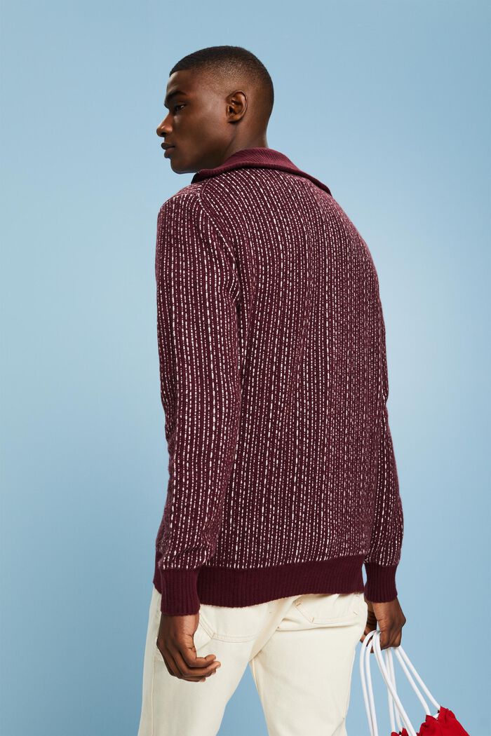 Long Sleeve Troyer Sweater, BORDEAUX RED, detail image number 2