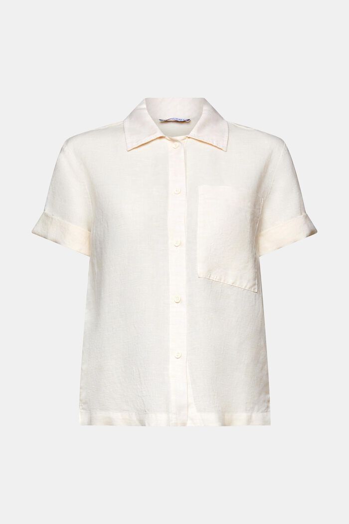 Cotton-Linen Shirt Blouse, CREAM BEIGE, detail image number 6
