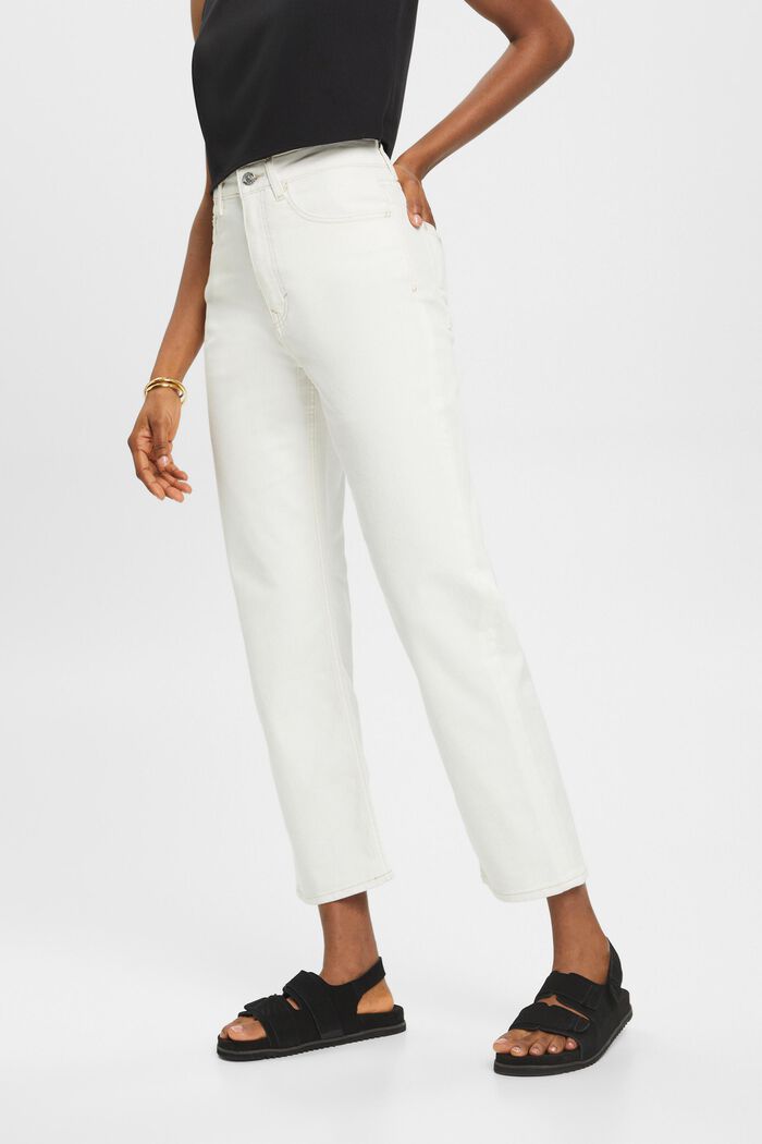 Straight leg cropped jeans, WHITE, detail image number 0