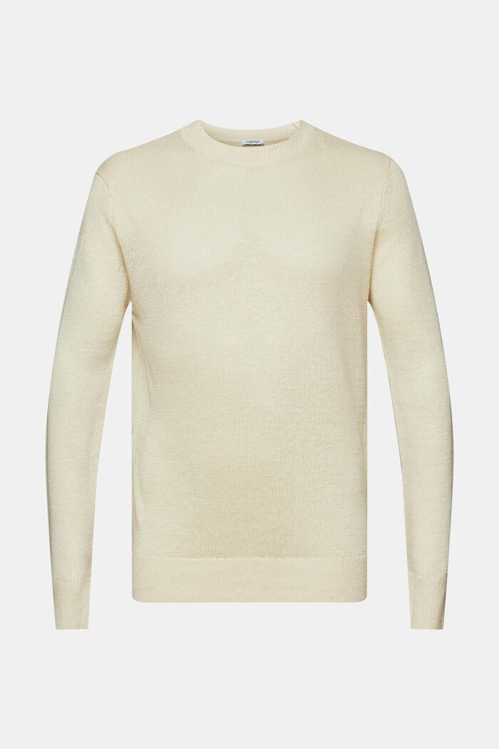 Linen Crewneck Sweater, CREAM BEIGE, detail image number 5